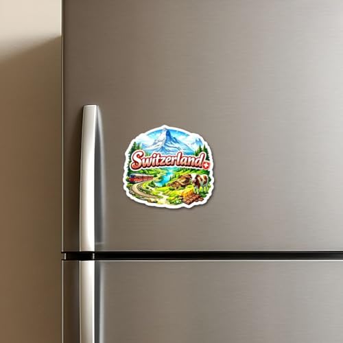 Image of Switzerland Country Theme Fridge Magnet for Refrigerator | Switzerland Printed Decorative Magnet for Home & Kitchen Decor | Travel Souvenir Gift for Fridge Decoration Item (Switzerland)