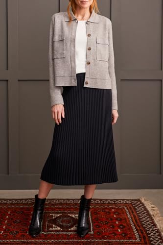 Tribal Women's Double Knit Collared Jacquard Soft Sweater Cardigan2