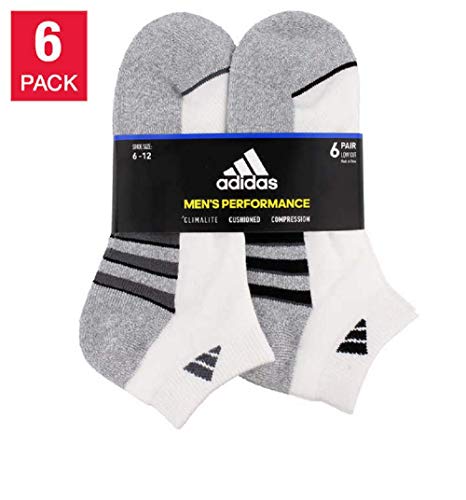 Adidas Men's Climalite Low Cut Sock 6-Pair (White - Gray) #TOP2