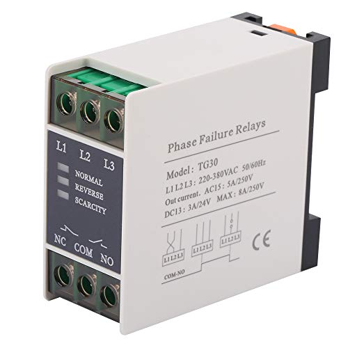 TG30 3-Phase Phase Sequence Relay Phase Failure Loss Protection Power Supply Monitor Relay 3-Phase Sequence Protector for Motors Pumps 220-380VAC