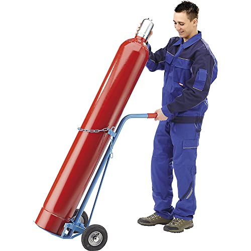 Diable pour bouteille en acier | Capacité bouteille 40 L | EUROKRAFT | Certeo (Bleu/Pneumatique) Cover