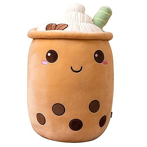 Uposao Bubble Tea Plüschtier, 35CM Boba Kuscheltier Plushie Gefülltes Cup-förmiges Dekorative Kissen Milchtee Softpuppe Kinder Plüsch Spielzeug Geschenk für Weihnachten, Geburtstag,Braun Cover