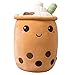 Uposao Bubble Tea Plüschtier, 50CM Boba Kuscheltier Plushie Gefülltes Cup-förmiges Dekorative Kissen Milchtee Softpuppe Kinder Plüsch Spielzeug Geschenk für Weihnachten, Geburtstag,Braun