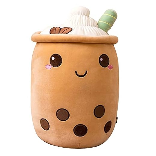Uposao Bubble Tea - Peluche de 35 cm, con relleno en forma de copa, cojín decorativo con forma de taza con leche, para niños, regalo para Navidad, cumpleaños, color marrón