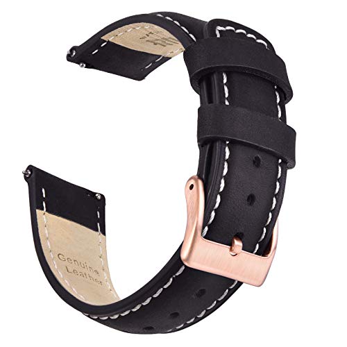 Ritche 20mm Leather Watch Band for Omega x Swatch Moonswatch Quick Release Watch Bands for Men Women Compatible with Timex Easy Reader 38mm / Seiko SARB017 / Citizen BN0150-28E / Samsung Galaxy 3 41mm / Huawei GT2 42mm Watch Strap