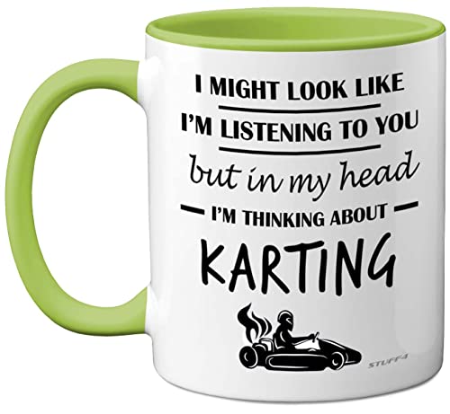 Stuff4 Karting Gifts, in My Head I'm Thinking About Karting, Funny Gifts Men Women, Go Kart Motorsport Mug