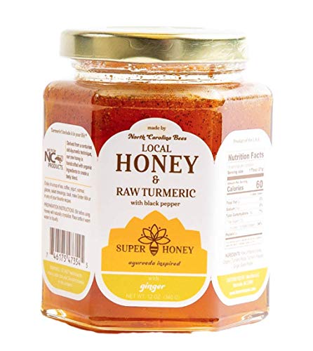 North Carolina Turmeric Ginger Honey with Black Pepper | Ayurvedic Raw Honey | Super Honey | Honey for Tea | Wildflower Pure Honey | Raw Honey with Turmeric Ginger