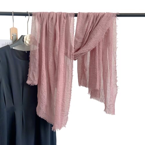 Image of Crinkled PolyCotton Scarf for Women - 180 x 90 cm Stole for Women | PolyCotton Scarf for Summers, Head Cover for Women | Lightweight Scarf for Women | Women Accessory