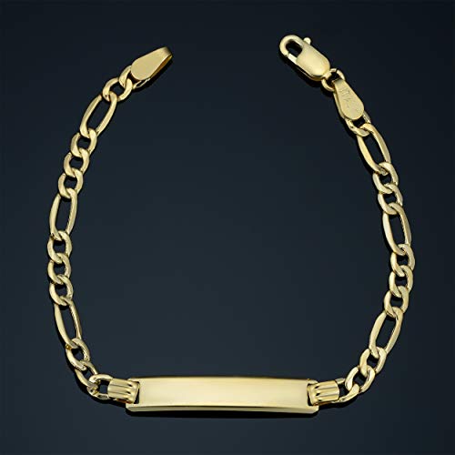 Kooljewelry 14k Yellow Gold High Polish Figaro Baby ID Bracelet (5.5 inches long)2