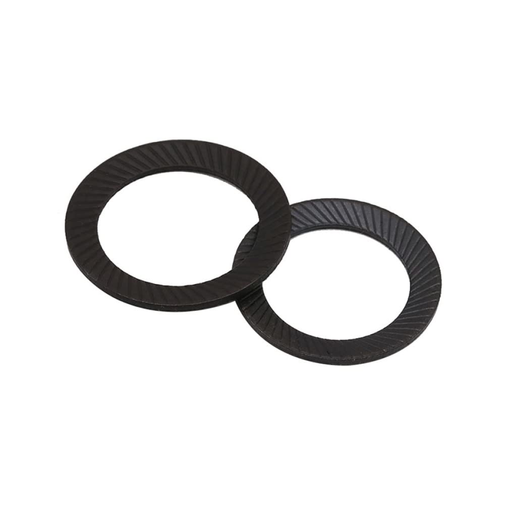 AAPIE Rondelles Nylon Entretoises 5/10 pièces rondelles de sécurité Auto-dentelées de Haute qualité rondelles de Verrouillage dentelée M3-M36 rondelles métalliques Rondelles Noires