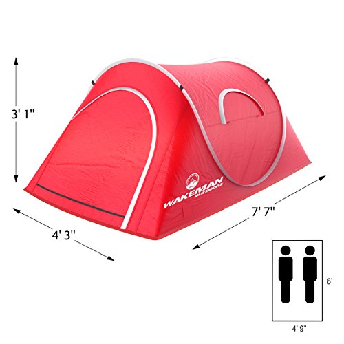 Carpa Pop Up para 2 Personas con Puerta Doble Capa Roja miniatura 2