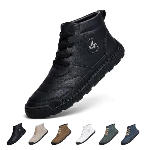 Men's Causal Fashion Sneakers Ankle Chukka Boots Lace-up Round toe Platform Anti-slip Mid top Handmade Walking Driving Shoes