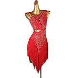 kzytamz Fringe Latin Dance Dresses for Women Ballroom Salsa Samba Rumba ChaCha Costume Profession Latin Competition Dress (S,Red)