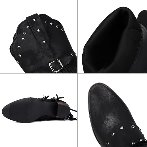 Fringe Cowboy Boots for Women Mid Calf Studded Pointed Toe Western Tassel Cowgirl Boots Women4