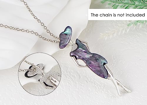Image of Alilang Elegant Lady Women Dancer Brooch Silvery Tone Abalone Shell Lapel Pins & Pendant for Wedding Bridal