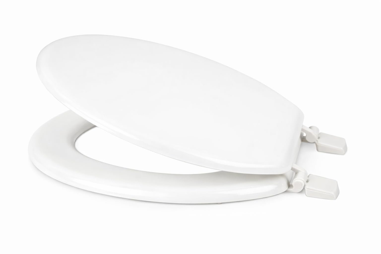 Marco Paul 17" White Wooden Toilet Seat - MDF Oval Toilet Seat with Quick Release Hinges, Universal Fit, Easy Clean, Heavy Duty Toilet Seats - WC Bathroom Replacement Seat