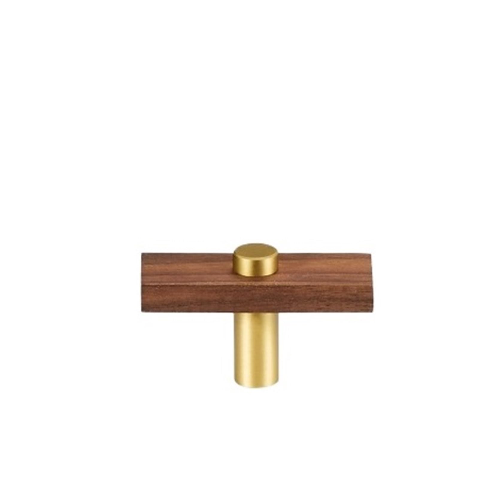 LADFRTYU Wooden Handles 2pcs Walnut Brass Furniture Handles Long Modern Pulls Cupboard Wardrobe Dresser Shoe Box Wine Bar Drawer Cabinet Knobs(L60xW22.5xH36mm-A)
