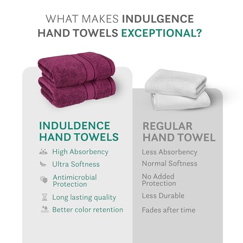 Image of MYTRIDENT Towels for Hand, Indulgence Collection, 100% Cotton Towels for Men /Women, 600 GSM, 2 Pc Hand Towel Set Luxury, 40 cm x 60 cm - Grape Wine