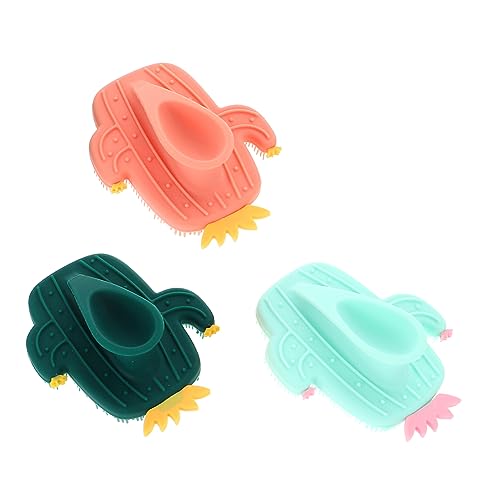 WRITWAA Silicone Facial Cleansing Brush Set 3 Cactus Skin Brushes Deep Cleaning Face Wash Scrubber for Sensitive