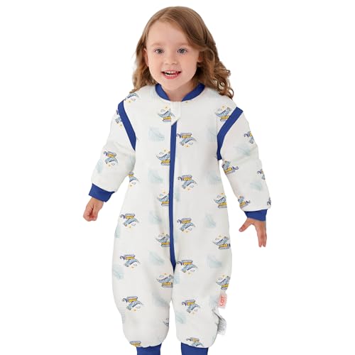 Image of LAT Winter Baby Sleep Bag with Feet,3-way zip Wearable Blanket with Removable Sleeves,Warm Sack for Toddler 2.5 TOG