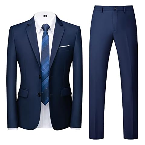 Allthemen Traje de Hombre de 2 Piezas de Ajuste Delgado Azul Marino S Cover
