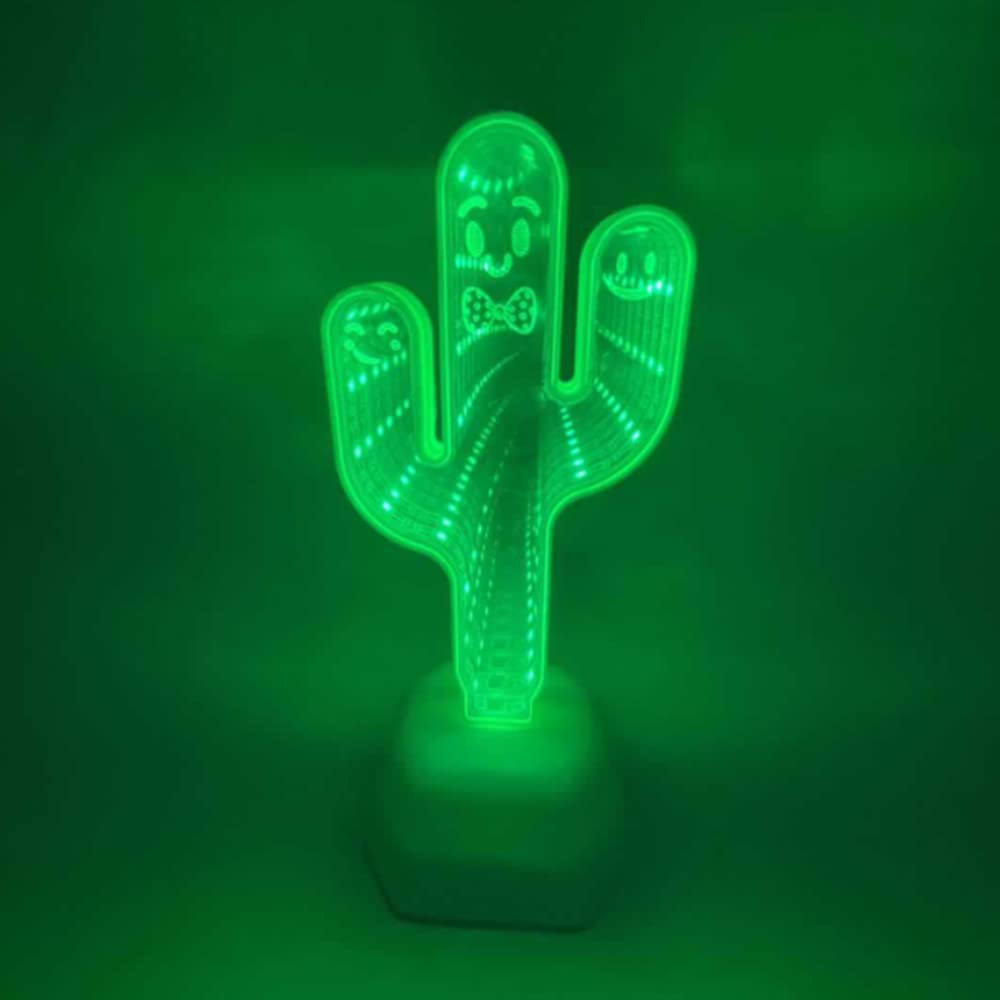 HULA Mirror Tunnel Night Light, 3D Tunnel Lights Tunnel Night Light Tunnel Neon Night Lamp for Christmas Party (Cactus)
