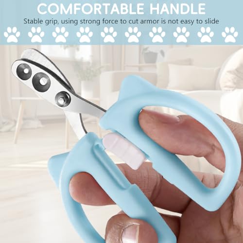 Image of Qpets Cat Nail Cutter, Cute Cat Clipper Bear Design, Stainless Steel Pet Nail Trimmer with 2-Size Holes & Nails File, Safe Design Prevents Over-Cutting for Cats, Kittens & Small Pets at Home
