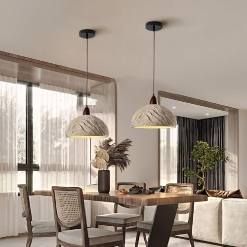 Luces colgantes de cemento vintage y madera para barra de cocina 4