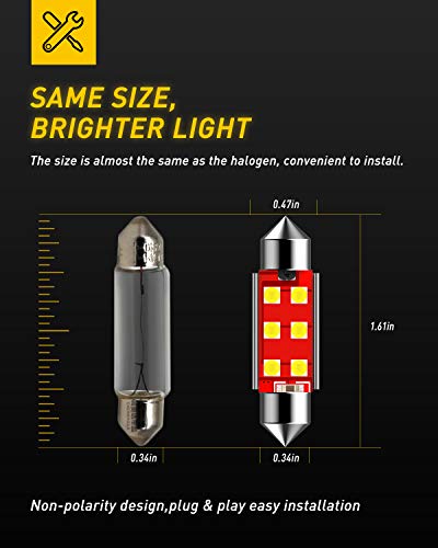 Image of AUXITO 578 LED Bulb White 41mm 42mm 212-2 211-2 Festoon LED Bulbs CANBUS Error Free 3030 Chipsets for Map Dome Courtesy Marker License Plate Turn Signal Parking Lights (6000K White, Pack of 4)