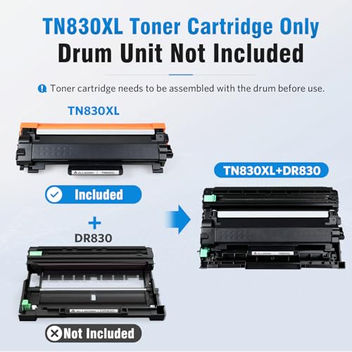 Image of TN830XL Remanufactured Toner Cartridge Replacement for Brother DCP L2640DW L2647DW HL L2420DW L2460DW L2460DWXL L2465DW L2480DW L2865DW MFC L2820DW L2900DWXL (2 Black)