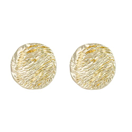 Women’s Round Coin Stud Earrings, Disc Button Ear Studs