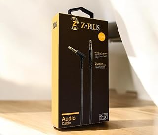 كابل صوت Z-PLUS ٣.٥ مم ستيريو، متوافق مع الهواتف والأجهزة الصوتية، لون أسود سوكت معدن