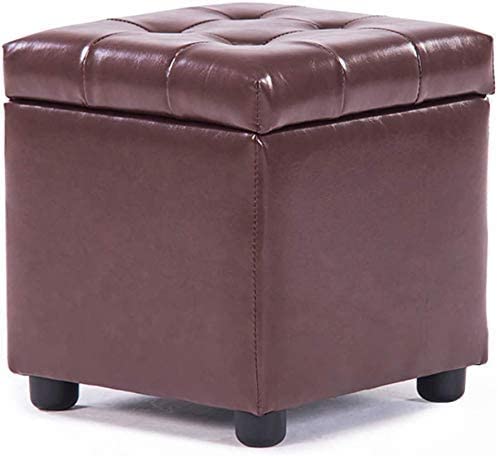 Repose-pieds en cuir de luxe avec rivets élégants pouf de rangement coffre capitonné