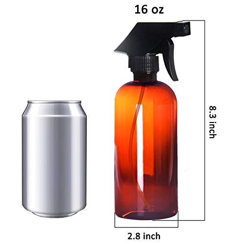 Youngever 5 Pack Empty Amber Plastic Spray Bottles, 16 Ounce Refillable Container for Essential Oils, Cleaning Products, or Aromatherapy, Trigger Sprayer with Mist and Stream Settings2