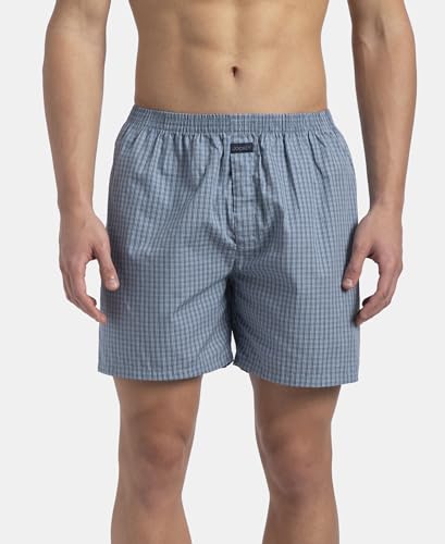 Image of Jockey 1223 Men Super Combed Mercerized Cotton Woven Checkered Boxer Shorts with Side Pocket (Pack of 2, Colors & Prints May Vary)