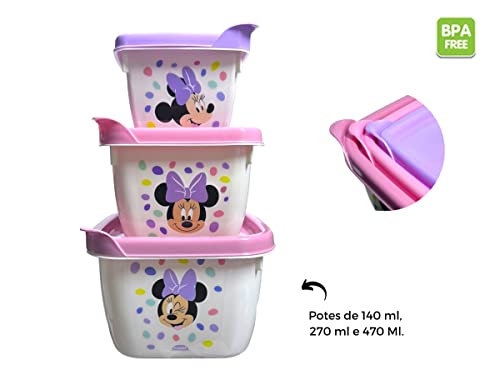 Kit C/ 2 Potinhos Baby Porta Lanche Infantil Frutinha Marmita, Plasútil Cor:Rosa