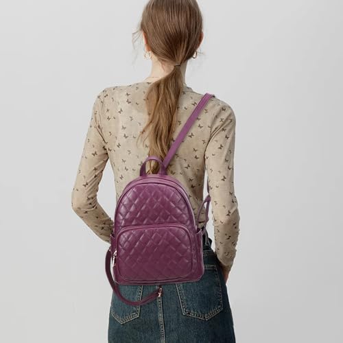Image of Quilted Small Backpack for Women PU Leather Casual Handbag Daypack Purse | Stylish Quilted Design, water-resistant premium PU leather, matches all daily outfits, lightweight for everyday carry
