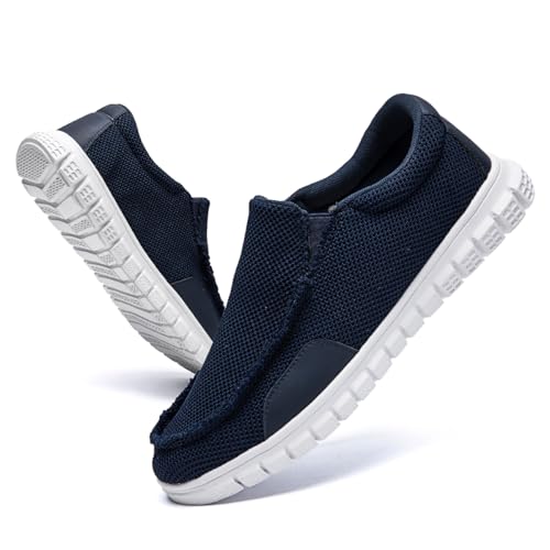 Mens Slip on Loafers Boat Shoes Non Slip Walking Shoes Running Fashion Sneakers for Men Comfort Lightweight Breathable Casual Office Shoes Dark Blue 7