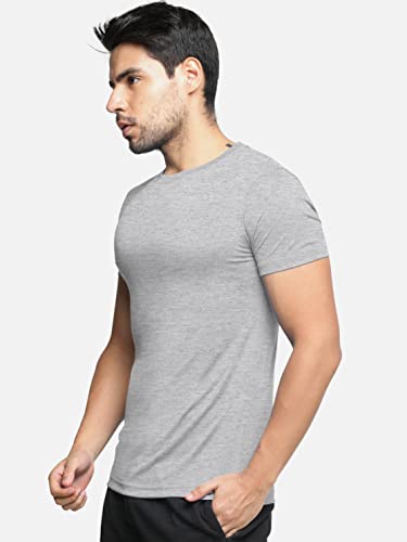 Image of BULLMER Solid Cotton Blended Half Sleeve Round Neck Tshirt for Men
