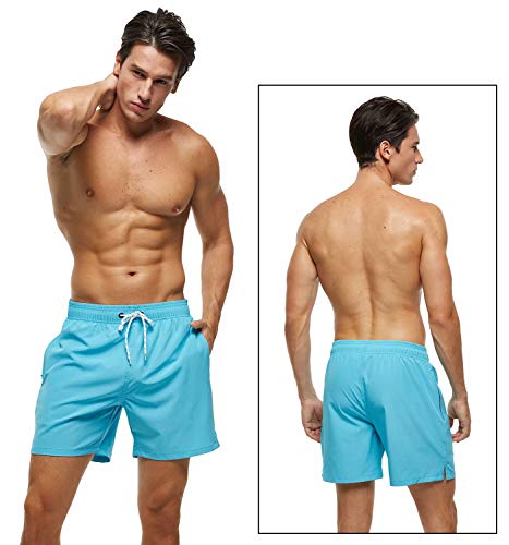 Image of Tyhengta Men's Swim Trunks Quick Dry Beach Shorts with Zipper Pockets and Mesh Lining
