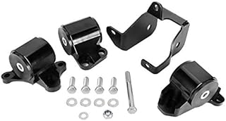 Qiilu Black Engine Billet Motor Torque Mount Bracket kit for Honda Civic 1996-2000 B/D-Series Engine