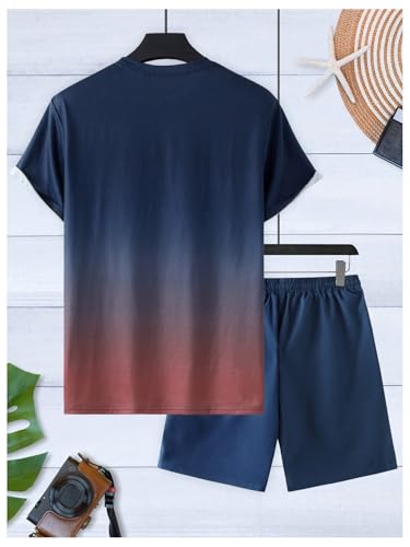 GORGLITTER Men's 2 Piece Outfits Summer Cruise Tropical Graphic T Shirt and Shorts Set2