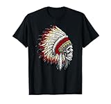 Native American Indian Chief Skull Motorcycle Headdress T-Shirt