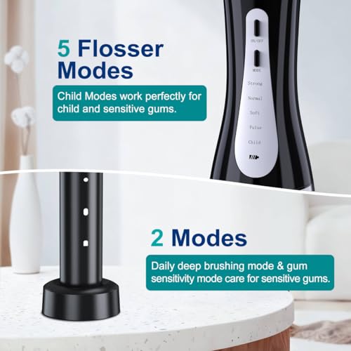 Image of MOCEL Water Dental Flosser and Electric Toothbrush Combo - Portable Oral Clean Kit for Teeth Cleaning, Braces & Gums Care