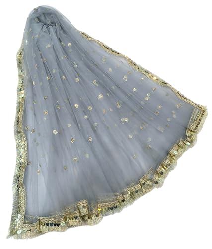 Image of Navti Creations Women's Lightweight Net Dupatta With Sequence Embroidery & Kiran Border (Length 2.25m)