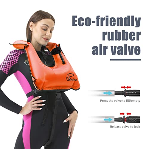 Rrtizan Snorkel Vest, Adults Portable Inflatable Swim Vest Jackets For Snorkeling Swimming Diving Safety(Orange) #TOP4