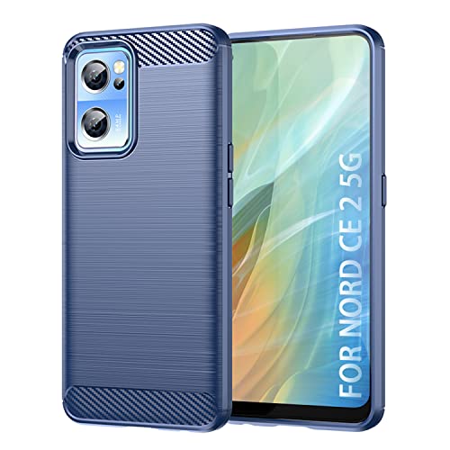 SCL Funda para OnePlus Nord CE 2 5G Funda OnePlus Nord CE 2 [Azul], efecto fibra de carbono Gel Grip Protección Cover [Anti-Arañazos] [Anti Colisión] Funda Compatible con OnePlus Nord CE 2 5G