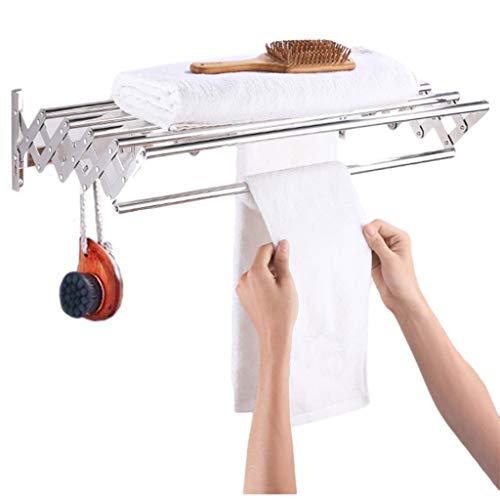 YCVAWEOD Partita de Secado de Ropa montado en la Pared Plegable con riel de Toalla y perchera Espacio de Perchas Que guardaba Nizer para baño y balcón de Dormitorio LWX