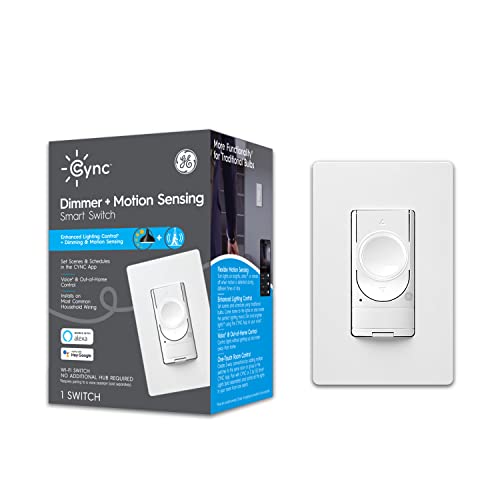 Crazy Clearance GE CYNC Dimmer Smart Switch, No Neutral Wire Required, Dimmer + Motion Sensor Switch with Bluetooth and 2.4 GHz WiFi, Alexa and Google Compatible without a Hub (Packaging May Vary)