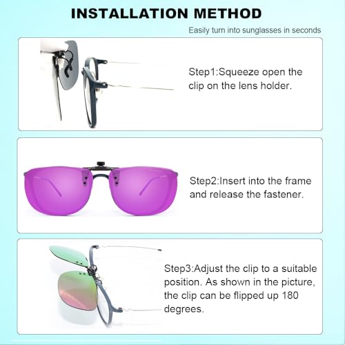 Image of MONICE Fishing Clip on Flip up Polarized Sunglasses Fit Over Prescription Glasses Driving UV Protection Gift Men Women